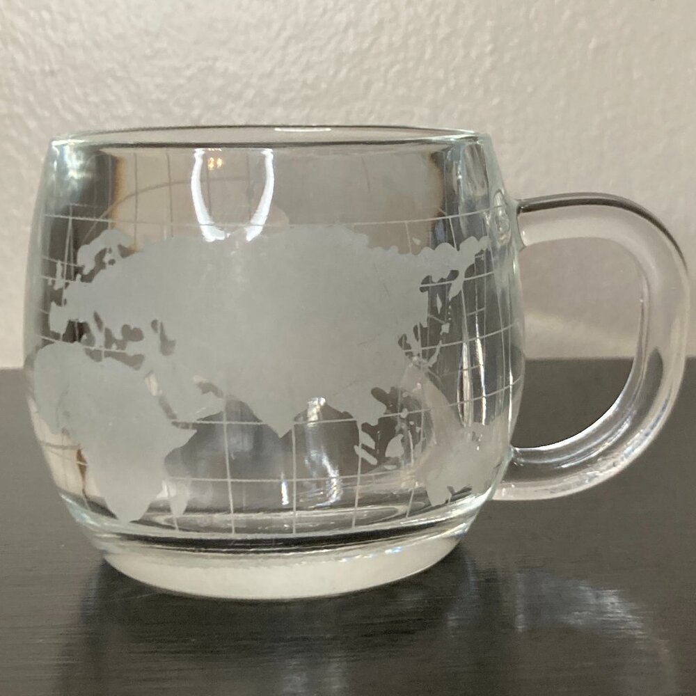 Vintage The Nestle Co. Inc World Globe Mug - Etched Glass -1970s Promotional